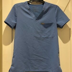 FIGS XS Catarina One Pocket Scrub Top- Ceil Blue